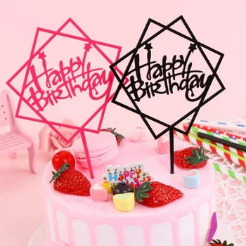 1Pc Happy Birthday Cake Pokrivalo Torto Vrh Zastavo Material Akril Peko Torte Vstavite Dekor Cupcake Poroko, Rojstni dan Dekoracijo