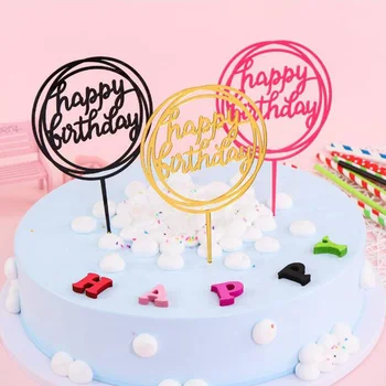 1Pc Happy Birthday Cake Pokrivalo Torto Vrh Zastavo Material Akril Peko Torte Vstavite Dekor Cupcake Poroko, Rojstni dan Dekoracijo