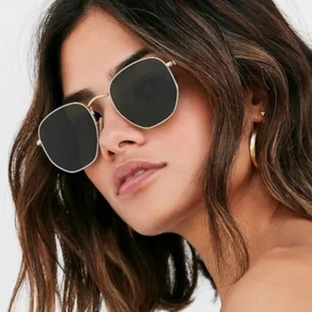 2021 Letnik Kovinski Heksagonalna sončna Očala Ženske/Moške blagovne Znamke Oblikovalec Retro Vožnjo Ogledalo sončna Očala oculos de sol UV400