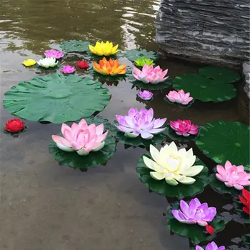 1Pcs Water lily Plavajoče Cvet Rastlinski Okras 10 cm Umetni Lotus listov Okras Doma Vrt, Ribnik, Bazen Dekoracijo Dobave