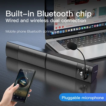 Snemljiv Računalnik, Zvočniki Doma Bluetooth Music Box Bas Surround Sound Bar Subwoofer za Prenosni RAČUNALNIK Multimedia-Zvočnik