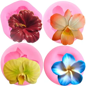 3D Cvet Silikonsko Plesni Orhideja Rose Plumeria Fondat Plesni DIY Torta Dekoraterstvo Orodja Cupcake Pokrivalo Čokoladni Bonboni, Gline Kalupi