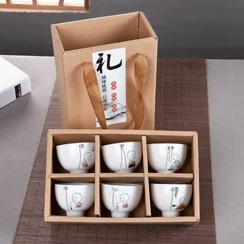 6pcs Ročno Poslikane Keramične skodelice nastavite,Kitajske čaj, set,Kung Fu Tea Cup Nastavite,Potovanja, Čaj Skledo, Kitajski Porcelan Teacup Nastavite,Kreativna Darila