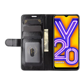 Magnetne sponke Pu Usnje Primeru Telefon za VIVO Y20i / Y11S / Y20S Retro Primeru Foto okvir Denarnico, Telefon Zaščitni Pokrov
