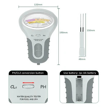 CL2 Tester 2 V 1 Kakovost Vode PH & Klora PC-101 Ravni Prenosni Digitalni PH Meter Bazen, Spa Analizne Instrumente