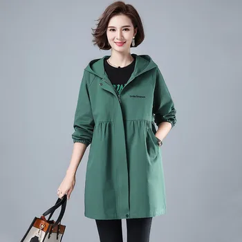 Ženska Jakna Pomlad Jesen Hooded Casual velikost Windbreaker Osnovne korejski Coats Zadrgo Lahki Moda Notranje obloge