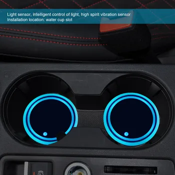 Ritem Svetlobe App Avto Dodatki Notranjost LED Držalo Luči Avtomobila, Coasters z 7 Barv Spreminjajoče se Svetlobe Polnjenje prek kabla USB