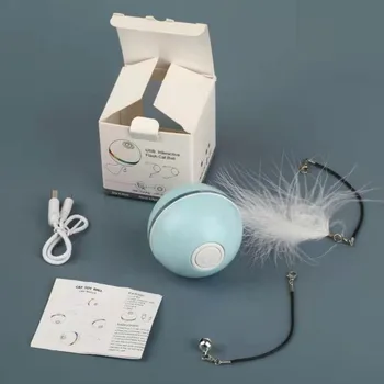 Električni Pet Žogo Pisane LED Tekoči Flash Žogo Z Bell Pero USB Polnilne Mačka Igrača Žogo