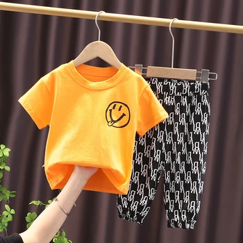 2021 Novo Poletje Baby Boy Dekleta Obleke Obleko Otrok Bombaž Majica, kratke Hlače 2Pcs/nastavi Malčka, Športna Oblačila Otroci Trenirke