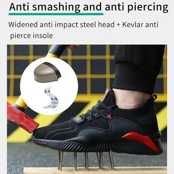Varnost Zavarovanja Čevlji za Moške Jekla Toe Skp, Anti-smash Šport Dihanje Lahki Zaščitni Čevlji Non-slip Delo varovalni Čevlji