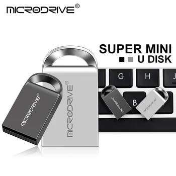 Super Mini kovinski USB ključek 16GB 32GB 64GB 128G visoke hitrosti Pero Pogon USB Memory Stick U disk z obeskom za ključe