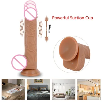 Dildo Vibratorji za ženske penis Tekoče Silikona z Brezžičnim Daljinskim Ogrevanjem Širitev 30 mm Simulacije Sesalna Penis Seks Igrače