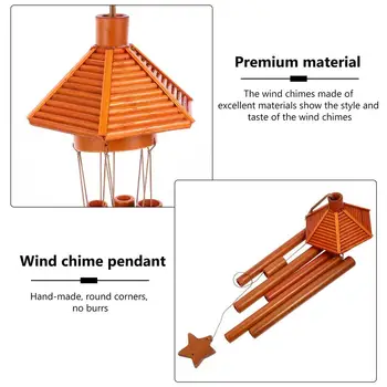 1Pc Kitajski Slog Wind Chime Vrt Dekor Paviljon Obliko Vetru Zvončki Obesek Bambusa Wind Chime Viseči Okras