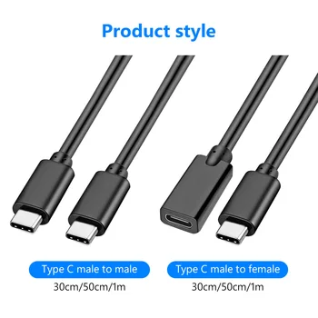 0.3 0.5 1M USB C Podaljšek Hitro Polnjenje Tip C USB 3.1 Podatkovni Kabel Podaljšek Kabla 4K HD Prenos Moški Moški Ženski