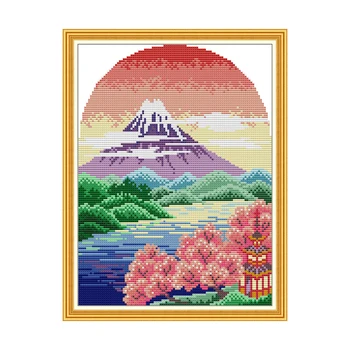 Fuji Gorskih Navzkrižno Šiv Vzorci Določa 14CT 11CT Aida Krpo DIY Ročno Vezenje Kompleti Needlework Navzkrižno Šiv Določa Obrti