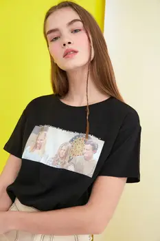 Trendyol Natisnjeni Pletene T-Shirt TWOSS21TS0019