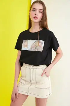 Trendyol Natisnjeni Pletene T-Shirt TWOSS21TS0019