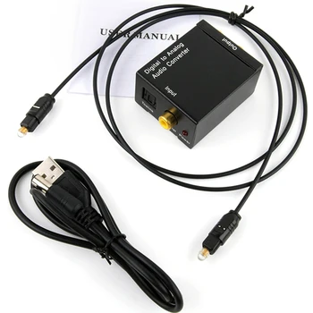 Prenosni 3.5 Mm Jack Koaksialni Audio Dekoder Ojačevalnik Svjetlovodni Digitalno Analogni Avdio Aux Rca L / R Pretvornik Spdif Digitalni