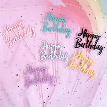 Happy Birthday Cake Pokrivalo Akril Peko Vstavite Torto Dekoracijo Orodja Baby Tuš Rojstni Dan Namiznih Dekor Stranka, Pecilni Dobave