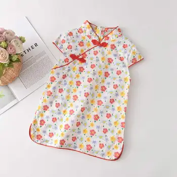 Baby Dekleta Priložnostne Obleko 2021 Novo Poletno Otroci Kitajski Slog Oblačila Baby Dekleta Stranka Obleke, Rože, Otroci, Oblačila, Obleke,