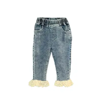 Dekleta Jeans baby 2021 nove jesensko hlače dojenček čipke čipke hlače otrok vsestranski hlače