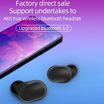 A6S TWS Bluetooth 5.0 Slušalke Brezžične Stereo Slušalke šumov Mikrofona za iPhone Huawei Samsungr Xiaomi Redmi Slušalka