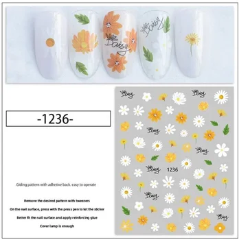 Samolepilni 3D Nalepke za Nohte Češnje Cvetovi Barve Latice Cvetja Nail Art Okraski Decals Manikura Drsnikov Dodatki
