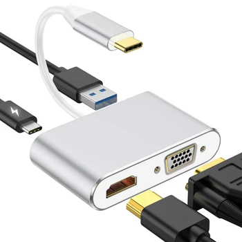 VIRIVI USB 3.1 Tip-C Hub, Da Adapter HDMI VGA 4K Strele 3 Pesto s Pestom 3.0 TF SD Režo za Bralnik medijskih kartic PD za MacBook Pro/Zrak 2020