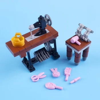 Mini Mesto Klasičnih Šivalni Stroj Srčkan gradniki Minifigs dodatna Oprema Mini Opeke Interaktivne Igrače za Otroke Darila