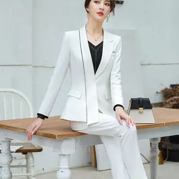 Ženske Črno Bele hlače obleko zimo S-5XL Kitajski Slog za hotel letalo delo Ženske obleka jopič In Hlače določa