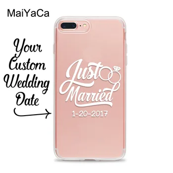 Just Married Primeru Telefon za iPhone 11 12 Max Pro mini XS XR X 8 Plus 7 Nevesto, Poroko, medene tedne Jasno, Pregledno Gume Kritje