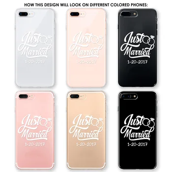 Just Married Primeru Telefon za iPhone 11 12 Max Pro mini XS XR X 8 Plus 7 Nevesto, Poroko, medene tedne Jasno, Pregledno Gume Kritje