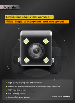 EU Parka Josmile Avto Pogled od Zadaj Kamero Univerzalno Varnostno kopiranje Parkiranje Kamera 4 LED NightVision Nepremočljiva 170 širokokotni HD Barvno Sliko