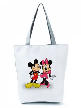 Disney Mickey Minnie Tiskani Torbe Visoko Zmogljiva Prenosna Torba Risanka Ženske Nakupovalno Vrečko Moda, Potovanja Torba Za Plažo