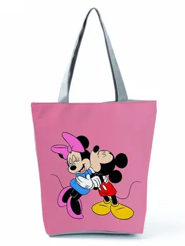 Disney Mickey Minnie Tiskani Torbe Visoko Zmogljiva Prenosna Torba Risanka Ženske Nakupovalno Vrečko Moda, Potovanja Torba Za Plažo