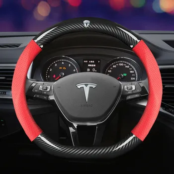 Avto Ogljikovih Vlaken Volan Kritje 38 cm za Tesla Vsi Modeli Model 3 S Y Model X Auto Notranja Oprema Avto styling