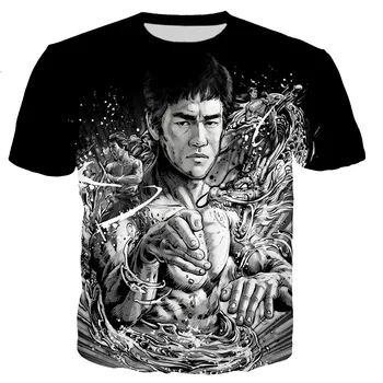 2021 Poletje Nov Slog Bruce Lee Nov Modni Kul 3D Tiskanje Moška T-shirt Priložnostne Slog Ulica Nacionalni Junak Vrh