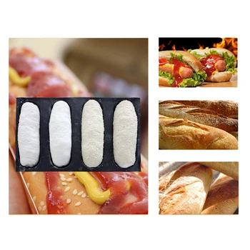 4 Votlini Black Porozne Silikonsko Plesni Ne Držijo Štruce, Hot Dog Plesni Dolge Štruce Kruha Pladenj Bakeware Peko Orodja