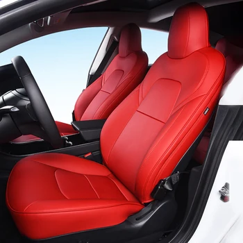 4PCS Avto Sedeža Kritje Blazina Pad Za Tesla Model 3 Y Usnja Nepremočljiva Styling Notranja Oprema po Meri Bela 2020 2021