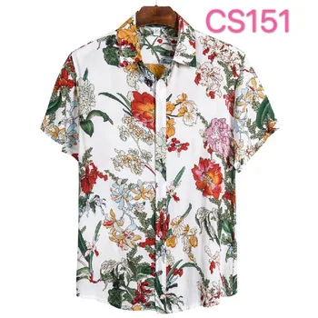 Hawaiian beach slog cvet majica za moške velikosti bombaža, kratek sleeved srajca moški svoboden športna majica moški korejski oblačila