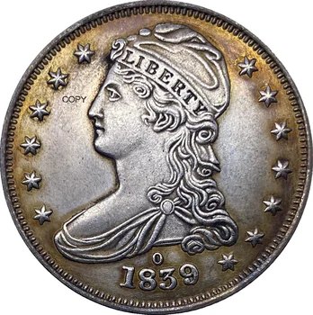 1839 O zda ½ Dolar brez obeh skrajnih Bankrot Pol Dolarja Kovanec Cupronickel (Pozlačeno Srebro Kopija Kovanca
