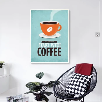 Kava Platno Barvanje, Tiskanje Plakatov Cafe Sodobne Umetnosti Platno Slikarstvo za Kuhinjo, Bar Cafe Dekor Steno PicturesNo Okvir