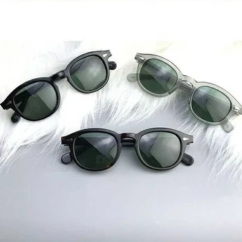 Johnny Depp Sončna Očala Moški Ženske Luksuzne Blagovne Znamke Polarizirana Sončna Očala Zelene Leče, Ročno Izdelan Acetatni Letnik Lemtosh Očala