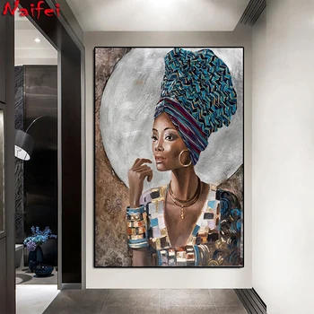 Diamond Slikarstvo Navzkrižno Šiv,Diamond Vezenine,Povzetek Afriške Dekle Grafiti Umetnost Mozaik, Afriški Črna Ženska Dnevna Soba Dekor