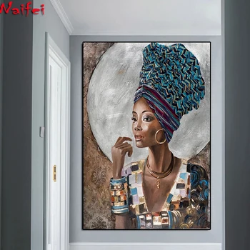 Diamond Slikarstvo Navzkrižno Šiv,Diamond Vezenine,Povzetek Afriške Dekle Grafiti Umetnost Mozaik, Afriški Črna Ženska Dnevna Soba Dekor
