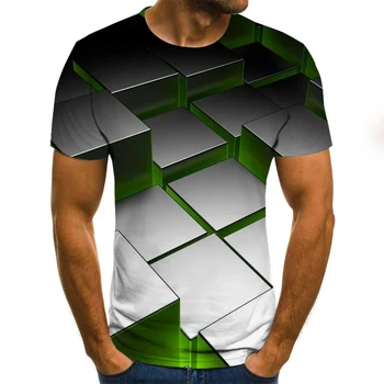 2020 novo 3D učinek moška T-shirt poletje moda kratka sleeved 3D krog vratu vrhovi vizualni vzorec majica prevelik moška T-shirt majica