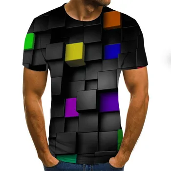 2020 novo 3D učinek moška T-shirt poletje moda kratka sleeved 3D krog vratu vrhovi vizualni vzorec majica prevelik moška T-shirt majica