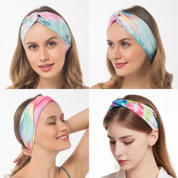 Geebro Ženske Nov Modni Križ trakovi Priložnostne Multi-barvni tie dye Elastična Hairbands Za Dame pletene Pokrivala Dodatki za Lase