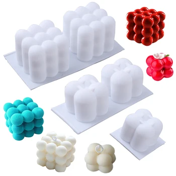 1PCS rubikova Kocka Sveče Silikonsko Plesni 3D Aromaterapija Mavca Sveča Ročno izdelana Čokolada Peko, Sladica Torto Plesni Orodje