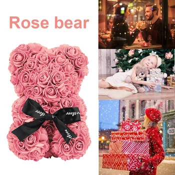 Rose Nosi Umetno Cvetje Vrtnice medvedek Samorog Obletnice, Božič, Valentinovo Darilo za Punco, Poroka Dekoracija